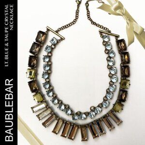 BaubleBar Double Layered Necklace With Lt.Blue, Taupe, & Citron Crystals